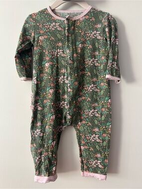Magnetic Me Green Floral One-Piece with Pink Trim